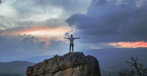 man on mountaintop